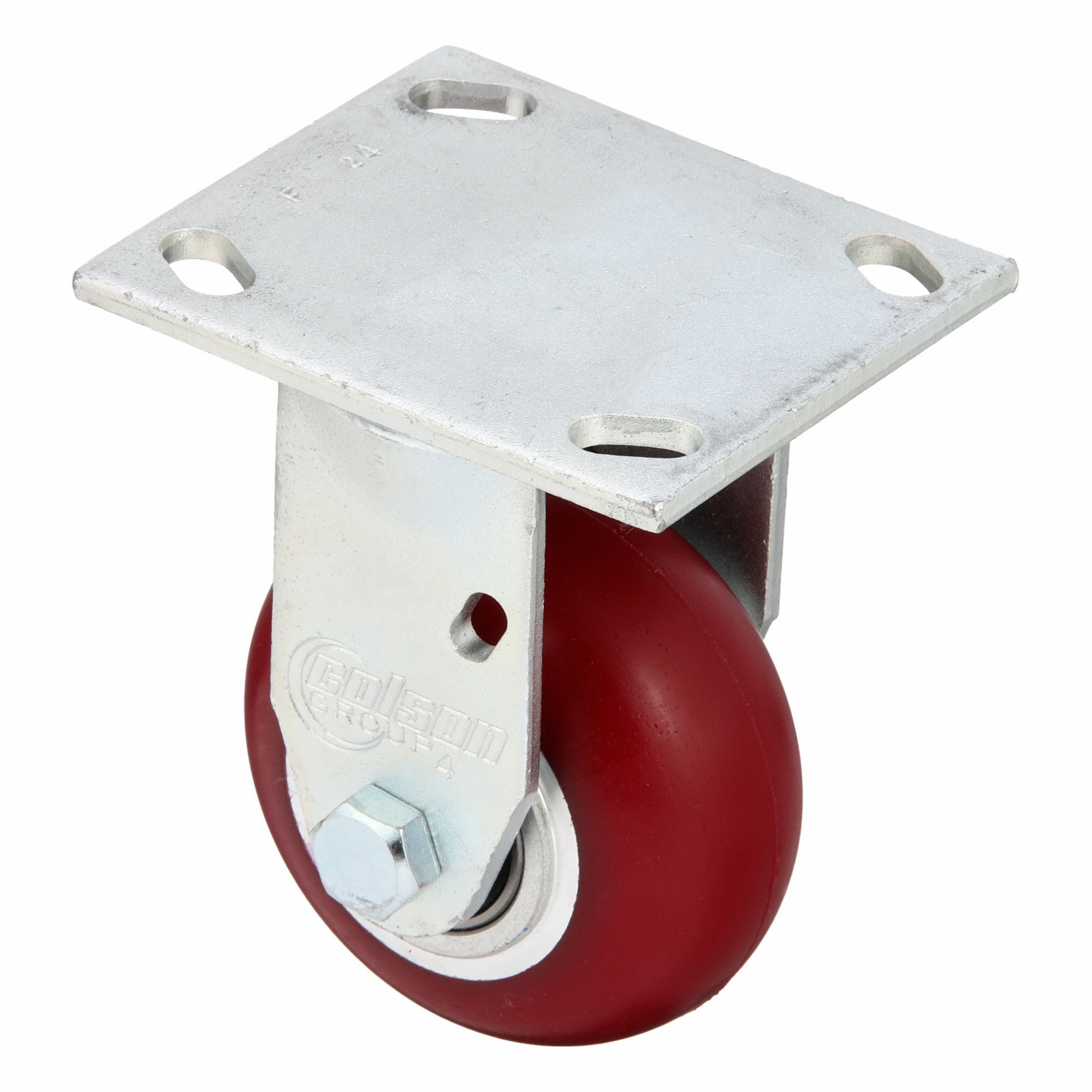 Plate Caster: Rigid, No Brake, Polyurethane, 4 in Wheel Dia., 2 in Wheel Wd, Slot, Rectangle