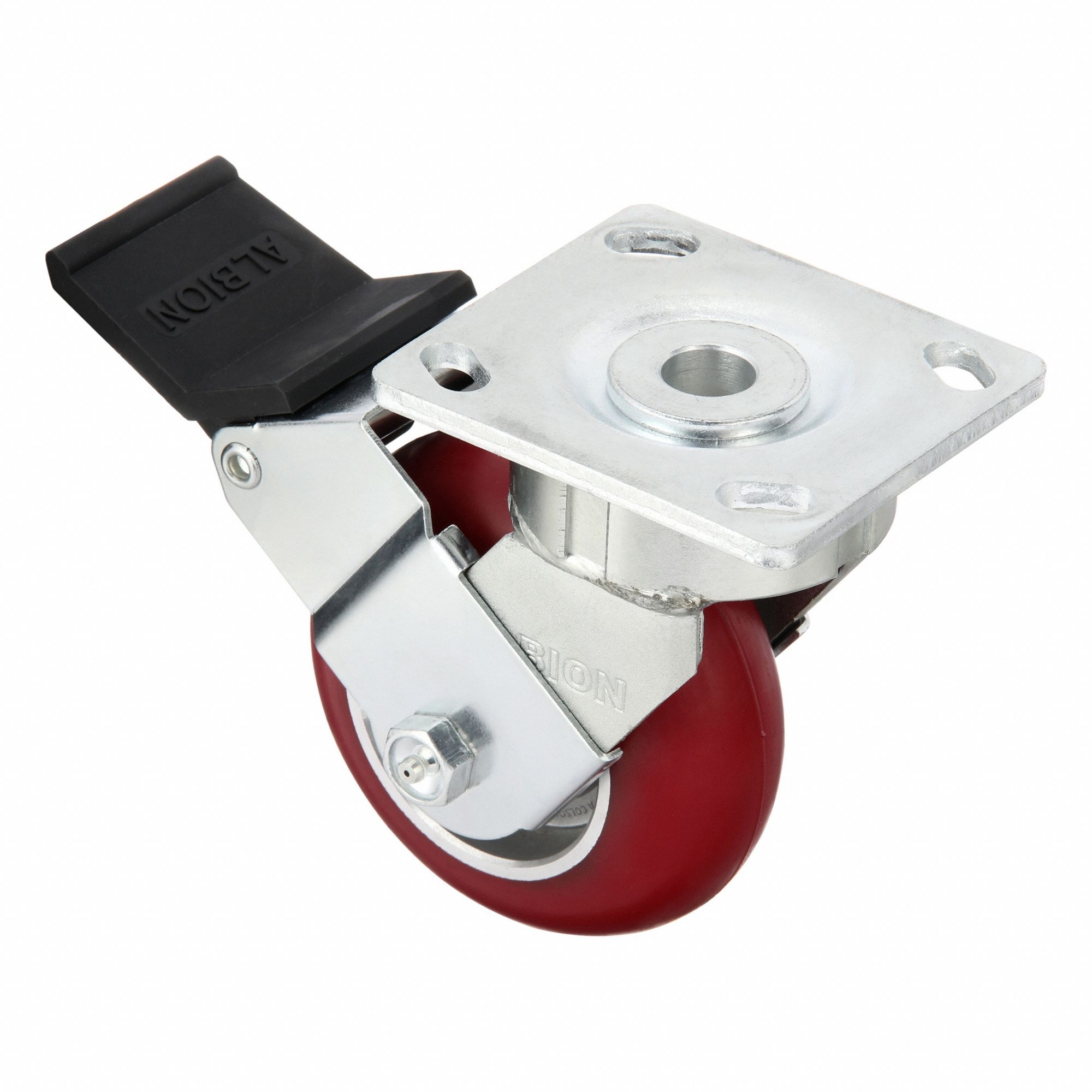 Plate Caster, Swivel, Polyurethane, 6 1/2"H