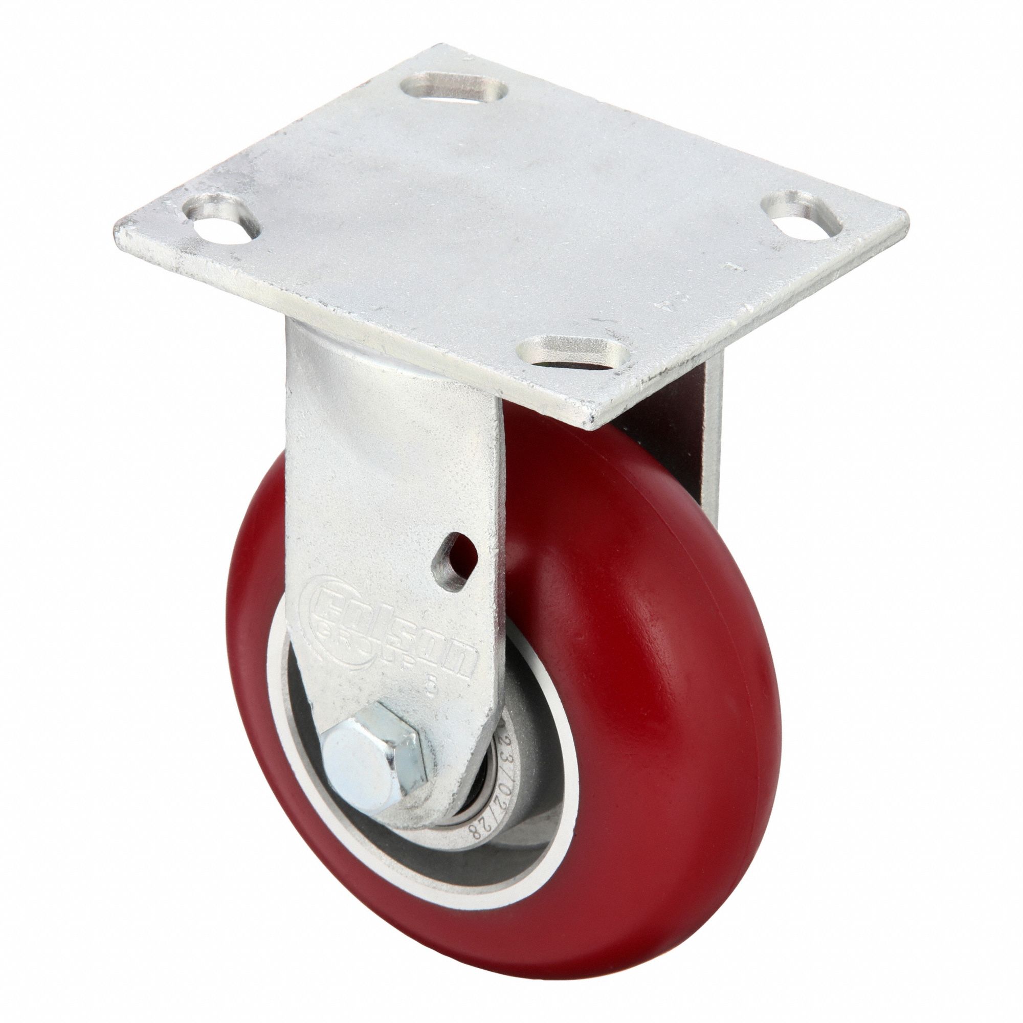 Plate Caster: Rigid, No Brake, Polyurethane, 5 in Wheel Dia., 2 in Wheel Wd, Slot, Rectangle