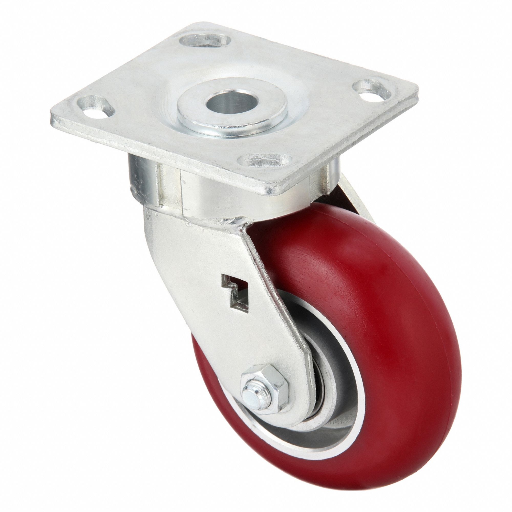 Plate Caster: Swivel, No Brake, Polyurethane, 5 in Wheel Dia., 2 in Wheel Wd, Slot, Rectangle