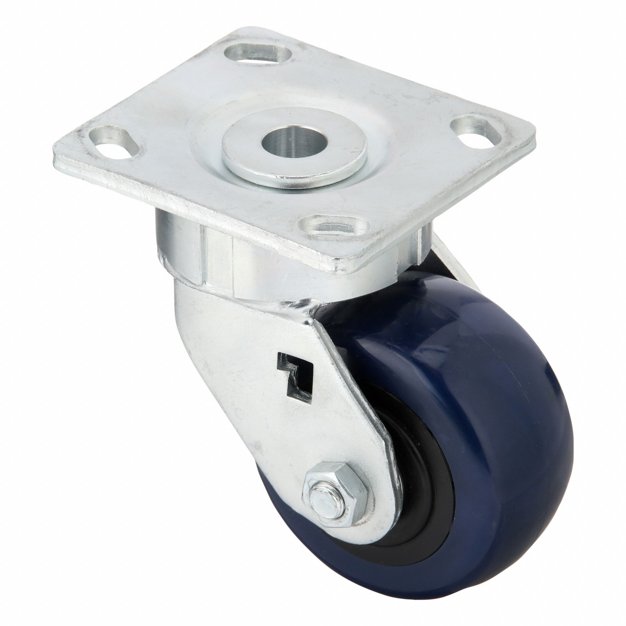 Plate Caster: Swivel, No Brake, Polyurethane, 4 in Wheel Dia., 2 in Wheel Wd, Slot, Rectangle