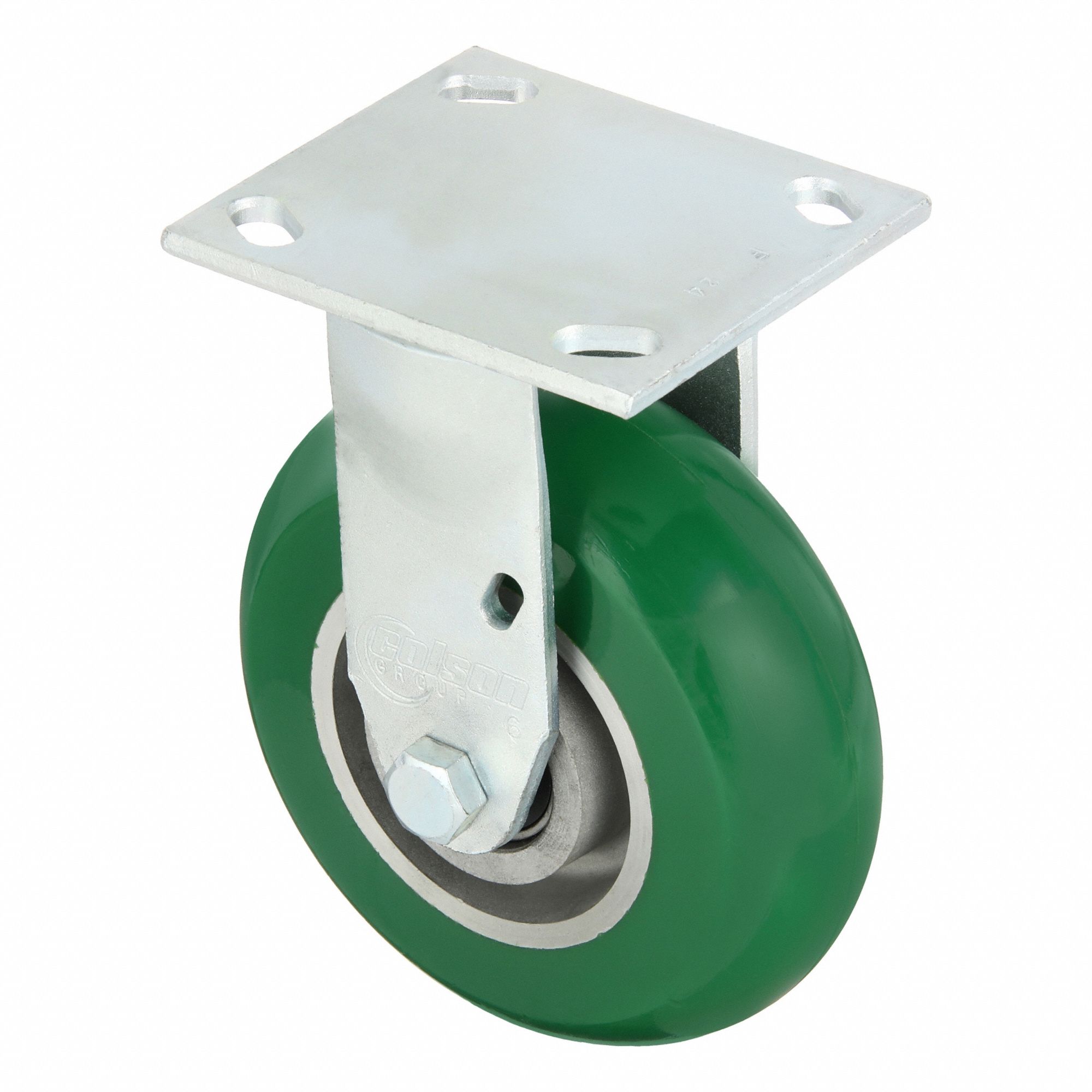 Plate Caster: Rigid, No Brake, Polyurethane, 6 in Wheel Dia., 2 in Wheel Wd, Slot, Rectangle