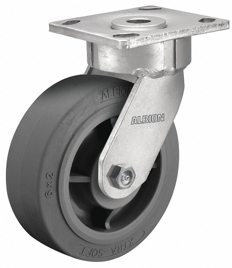 ALBION, 8 in Wheel Dia., 675 lb, Maintenance-Free Plate Caster 