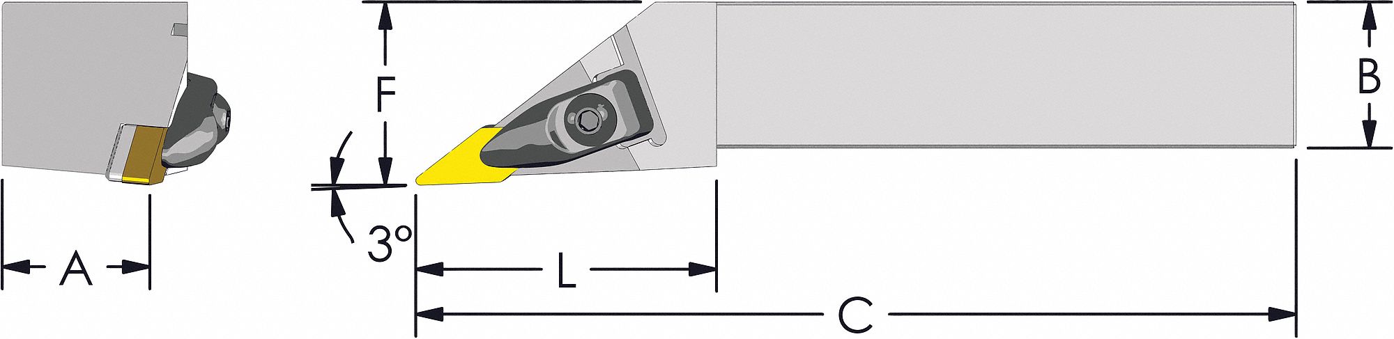 Indexable Turning and Profiling Tool Holder: DVJNL Toolholder, VNMG Insert, Left Hand