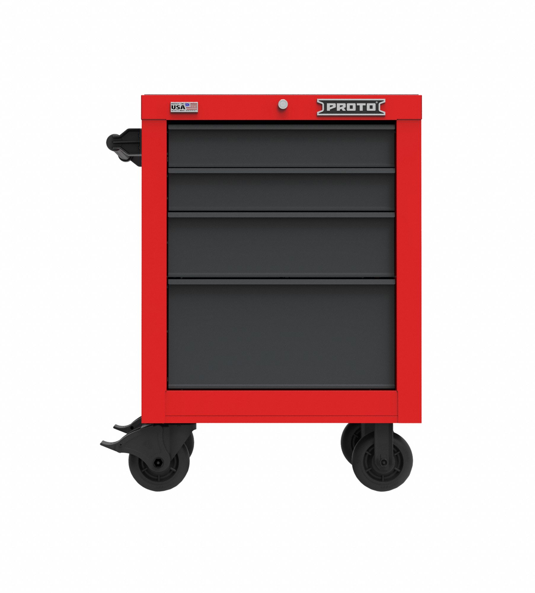 PROTO, Gloss Red, 42 in W x 22 3/8 in D x 38 1/2 in H, Rolling Tool Cabinet  - 60FF99