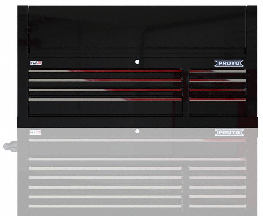 Top Chest: 8 Drawers, Heavy Duty, 55 in Overall Wd, 22 3/8 in Overall Dp, 28 in Overall Ht