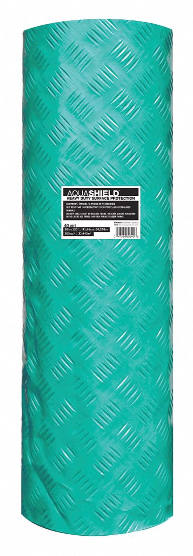 Floor Protection: Extra Heavy Duty, 40 mil Thick, 120 ft Lg, 36 in Wd, Green, Polyolefin