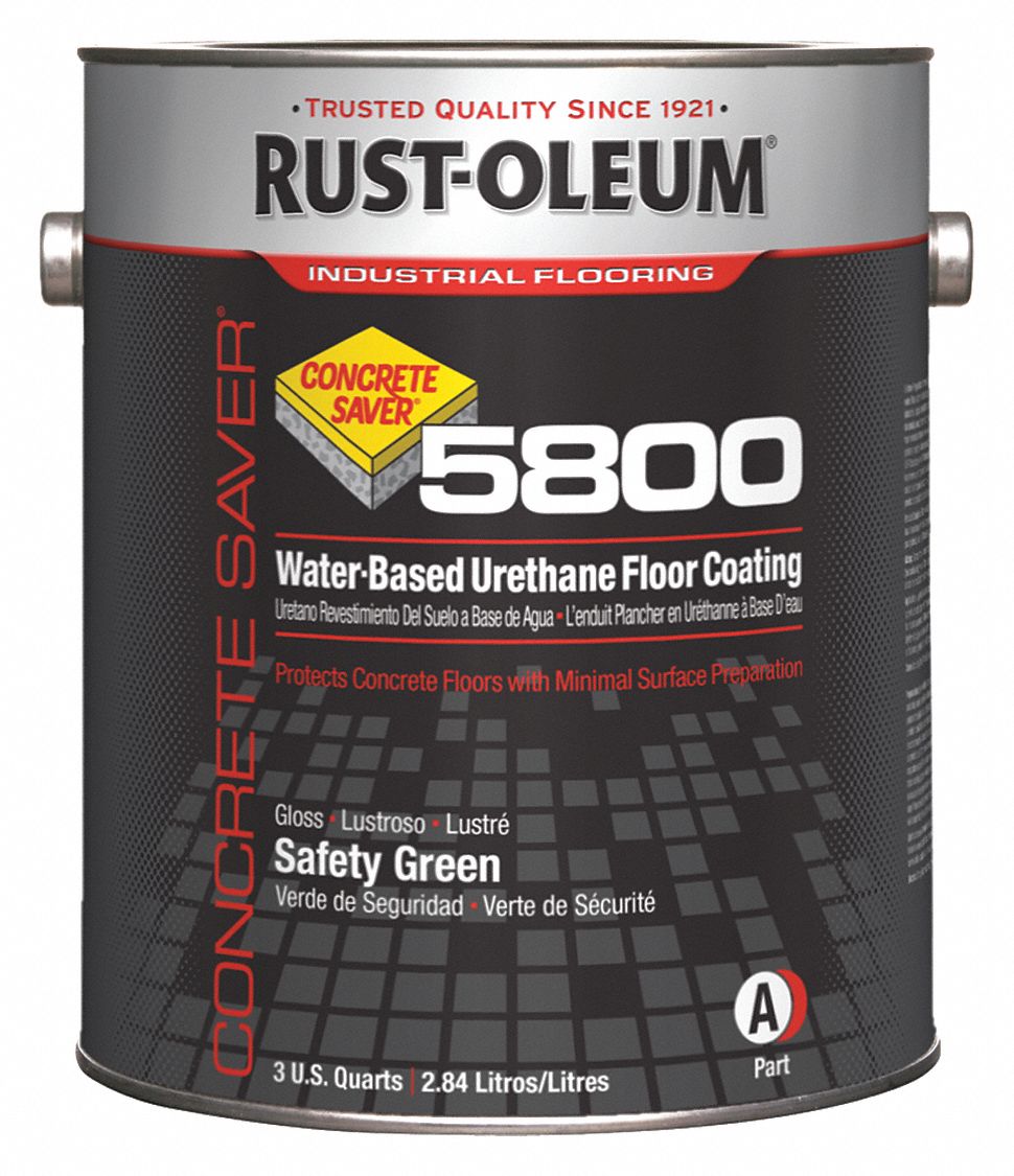 Floor Coating: Urethane, Base, Water, 5800, 1 gal Container Size, Safety Green