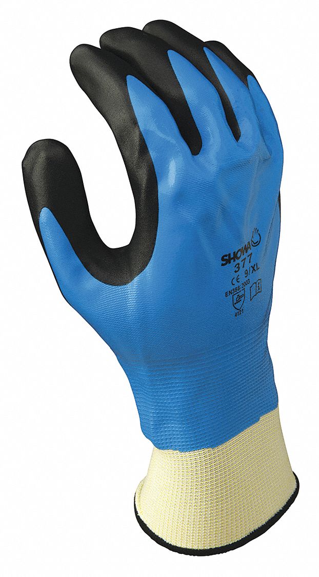 Coated Gloves, Blk/Bl,