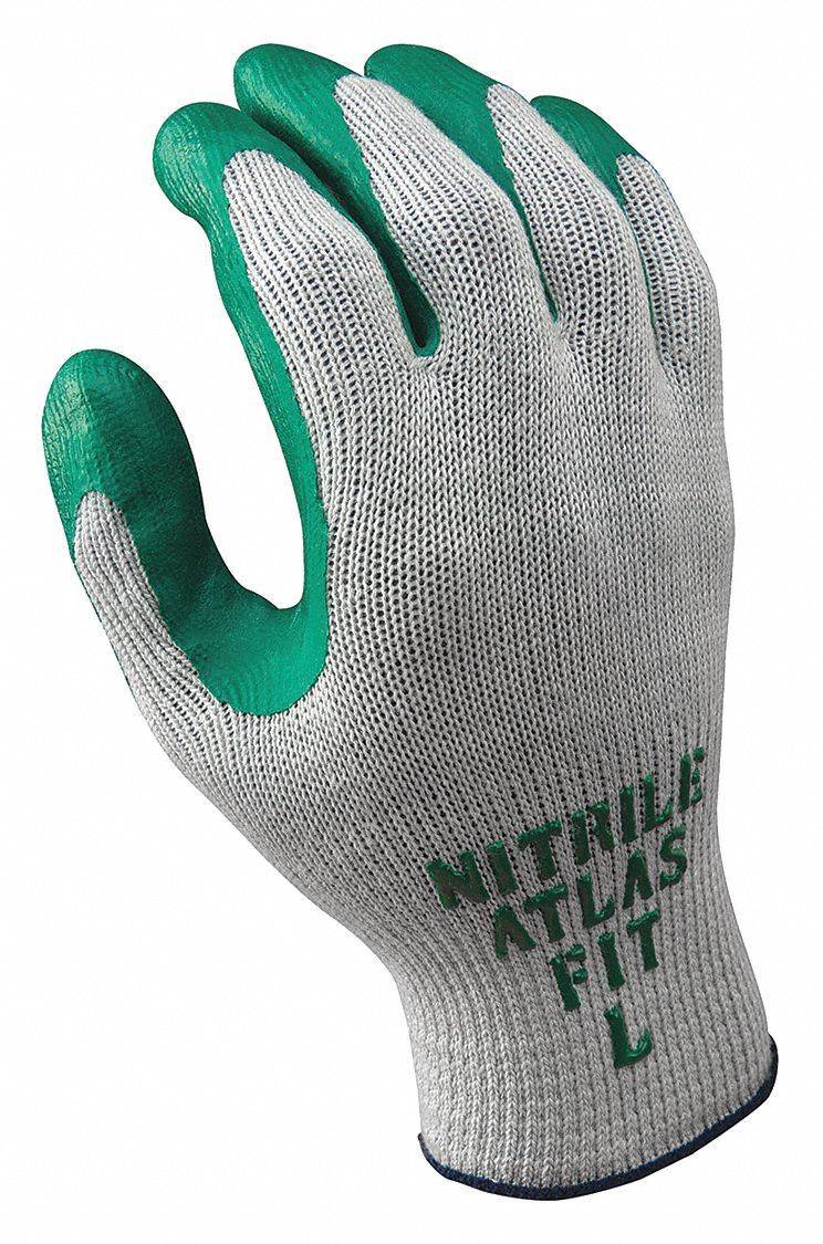 Coated Gloves, Gr/Grn,