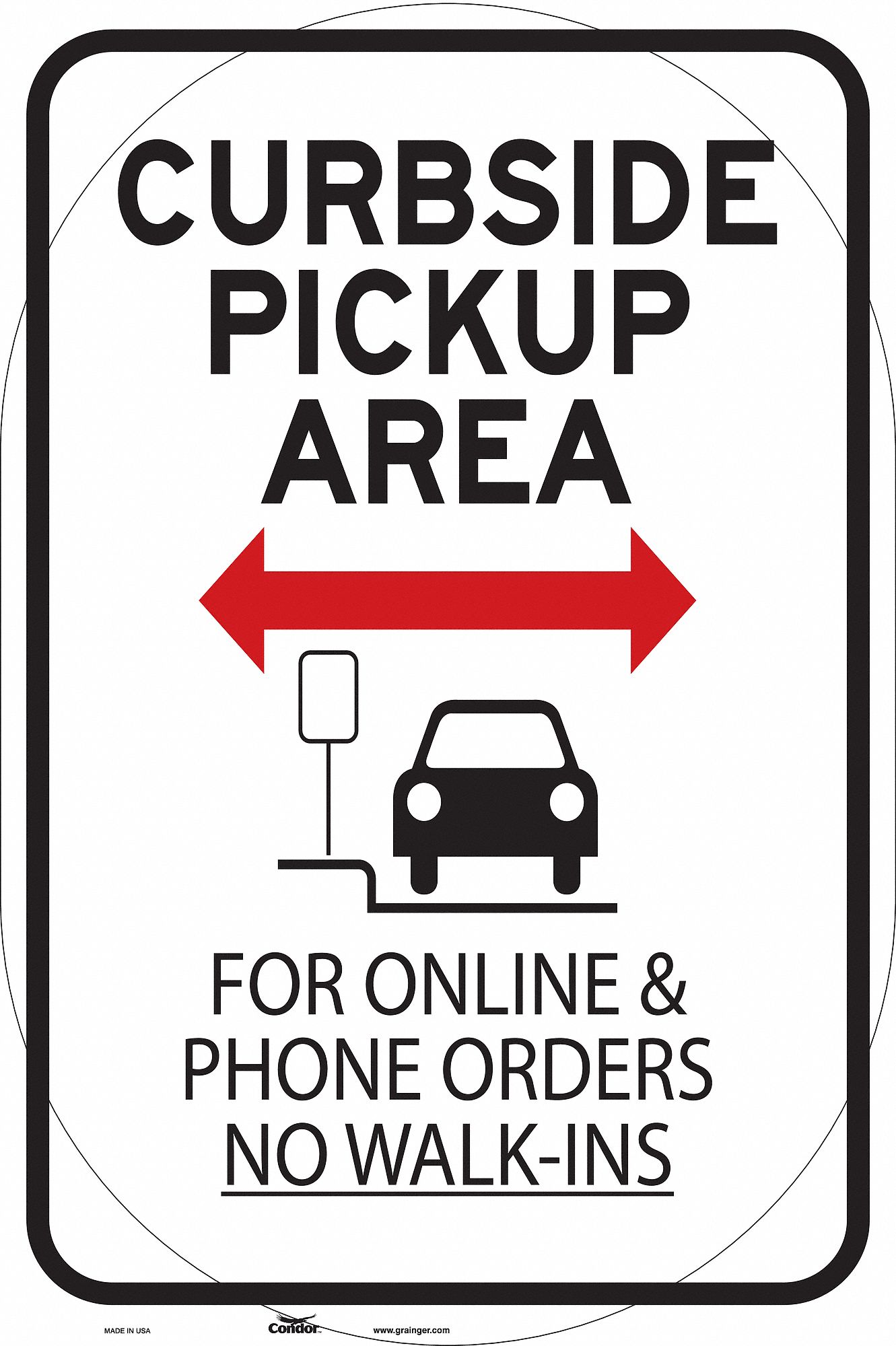 Safety Sign: 18 in x 12 in Nominal Sign Size, Aluminum, White, 18 in Ht, 12 in Wd