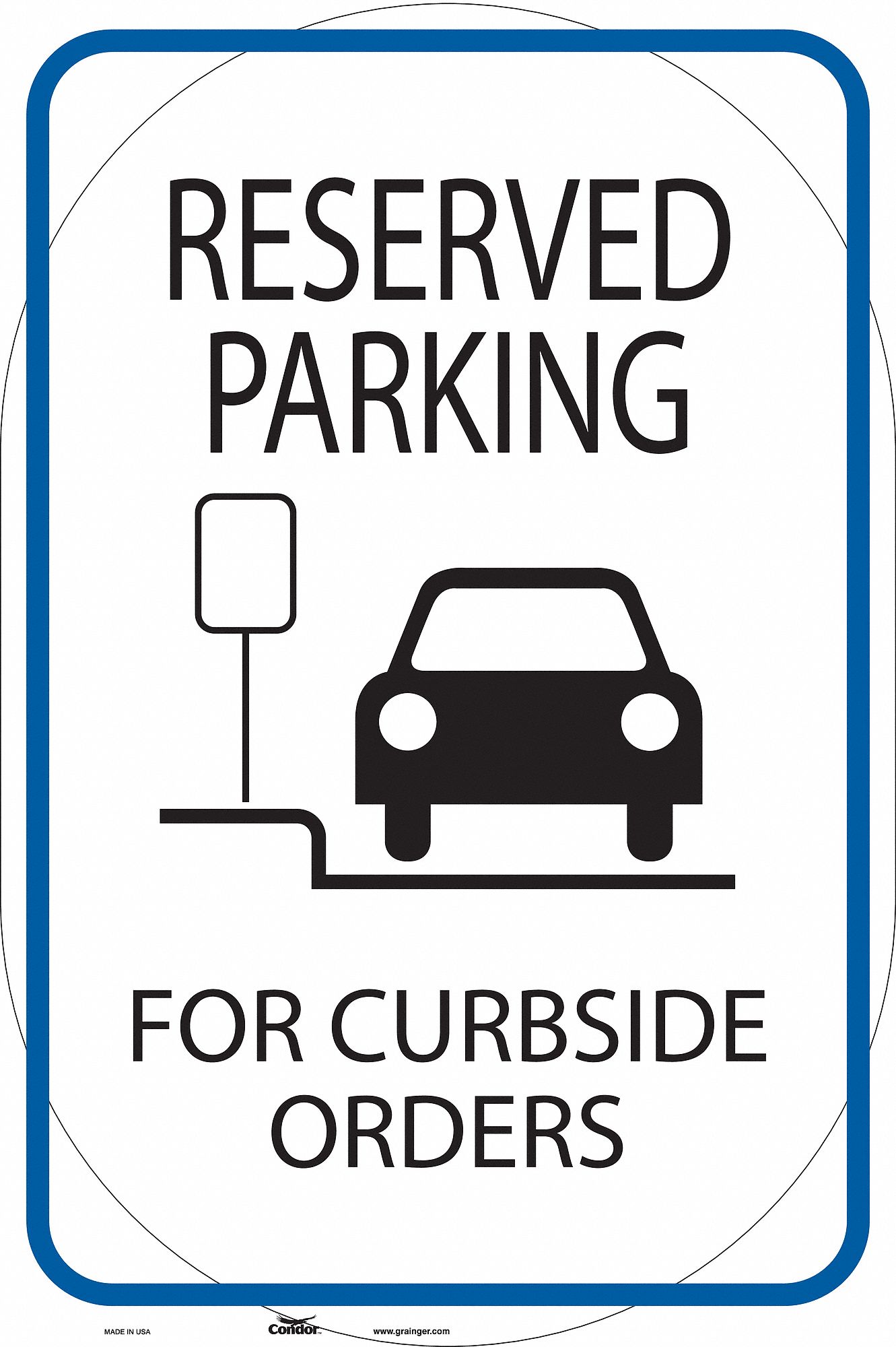 Safety Sign: 18 in x 12 in Nominal Sign Size, Aluminum, White, 18 in Ht, 12 in Wd