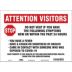 Attention Visitors - Stop - Symptoms Within 24 Hours Sign