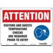 Attention - Visitors And Guests - Temperature Checks Are Required Prior To Entry Sign