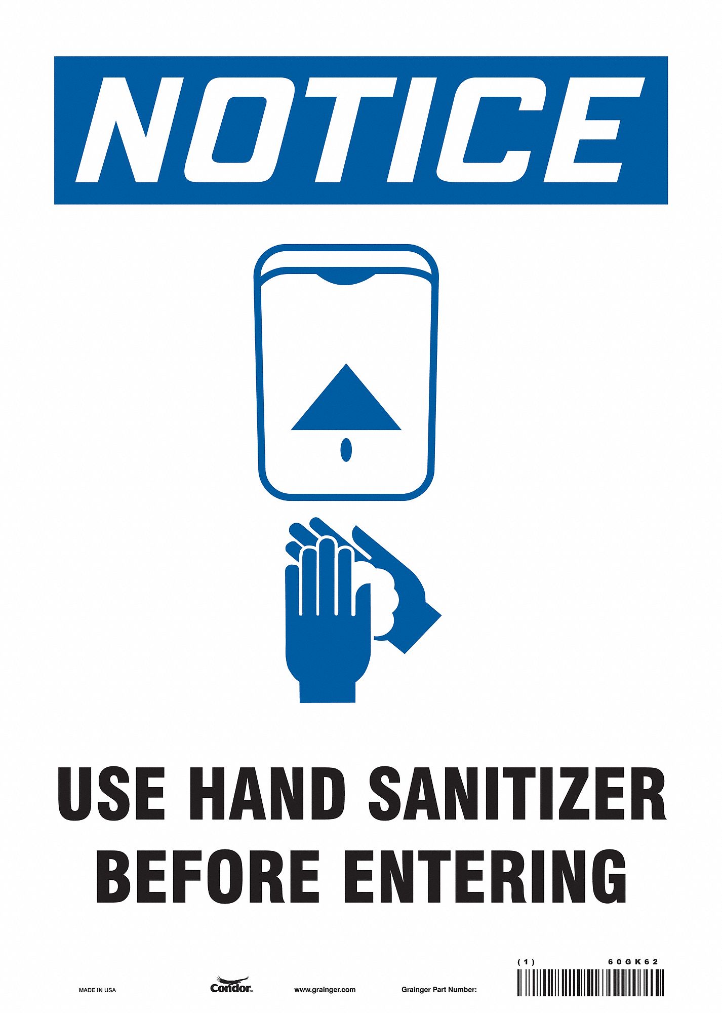 Safety Sign: 14 in x 10 in Nominal Sign Size, Vinyl, White, 14 in Ht, 10 in Wd