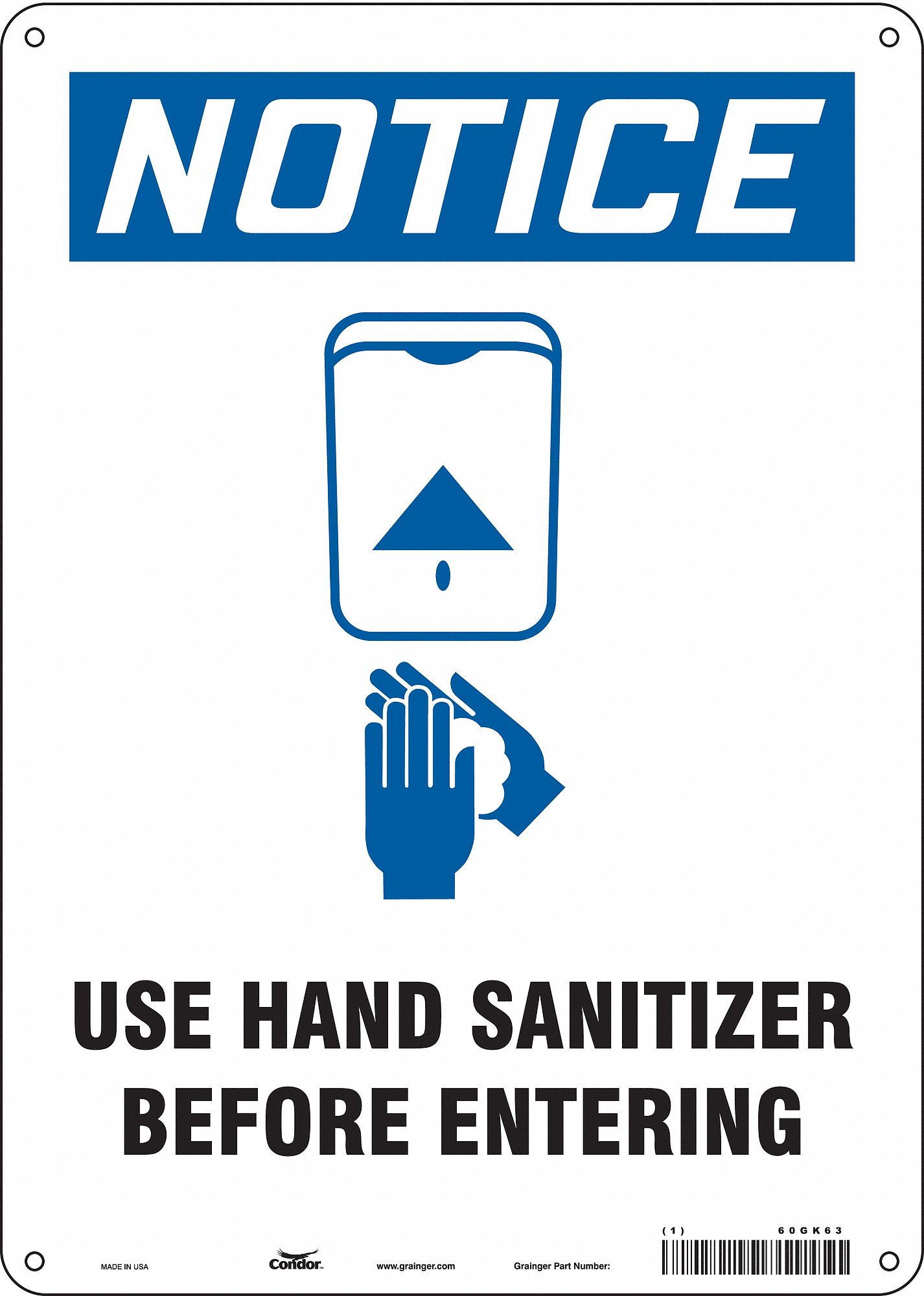 Safety Sign: 14 in x 10 in Nominal Sign Size, Plastic, White, 14 in Ht, 10 in Wd