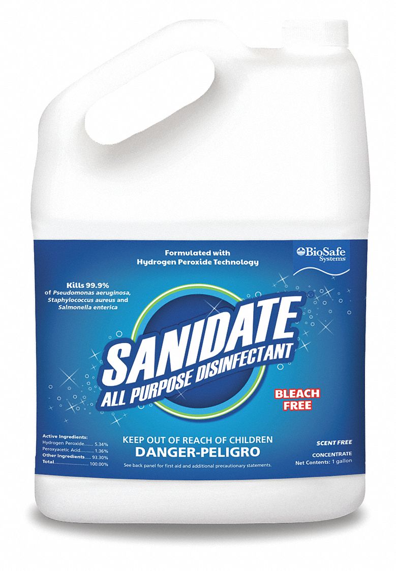 Disinfectant and Sanitizer: Bottle, 1 gal Container Size, Concentrated, Liquid, Unscented