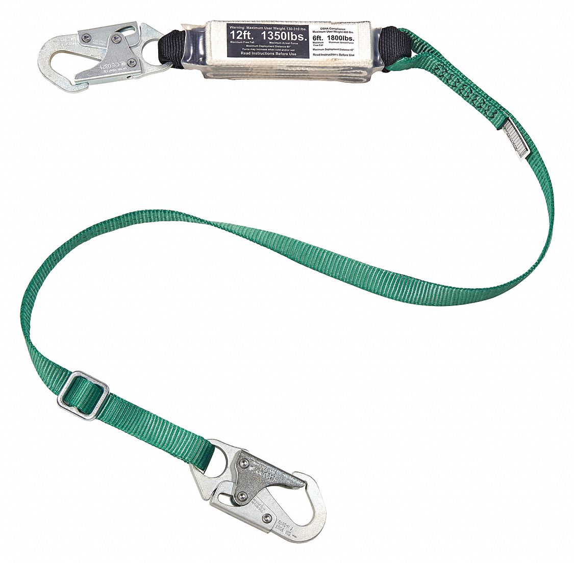MSA, Shock Pack, Aluminum Snap Hook, ShockAbsorbing Lanyard 60GU47