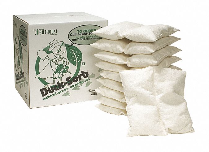 Sorbent Pillow: 18 in x 18 in, 14 gal Volume Absorbed Per Pillow/Blanket, Box, 10 PK