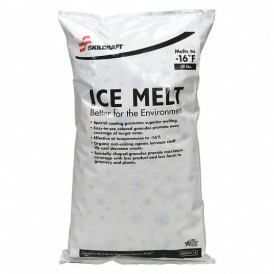 ABILITY ONE Granular Ice Melt: 50 lb, -16°F, Bag, Blue