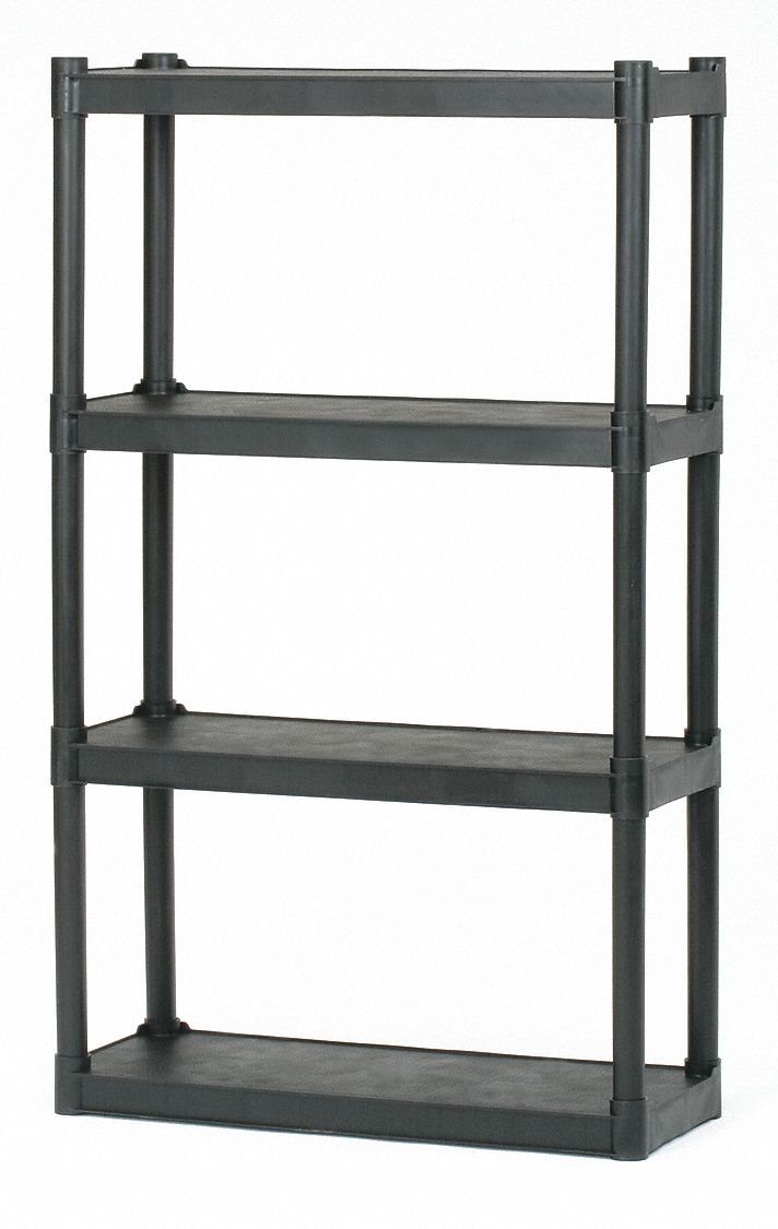 Plastic Shelving, Black, Open Style, HDPE
