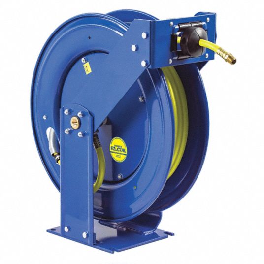 100 ft (3/8 in I.D.), 3/8 in MNPT, Spring Return Hose Reel