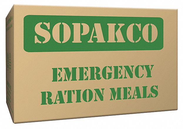 Emergency Food Ration Packet: 8 oz, 3 Courses, 1,200 Calories per Meal, 16 PK