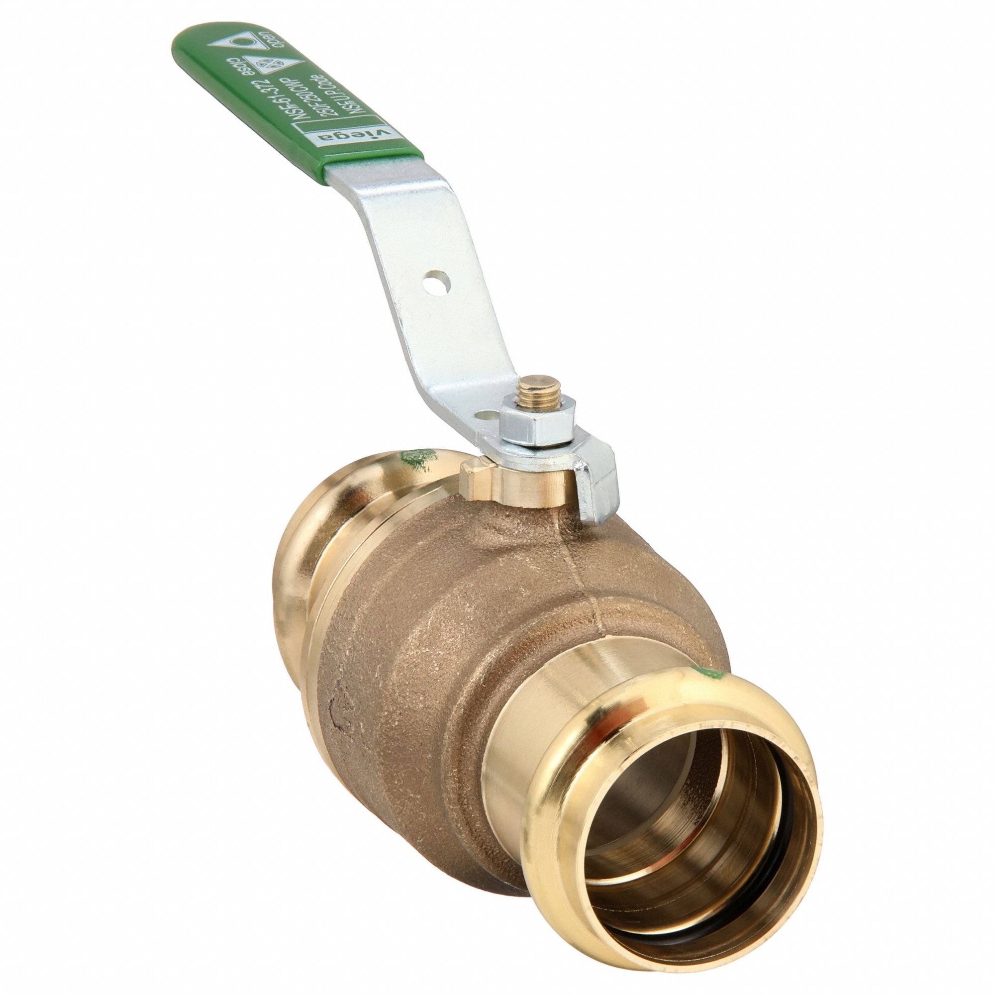 Manual Two-Way Ball Valve: 1 1/2 in Size, Bronze, Straight, Press x Press, Two-Piece