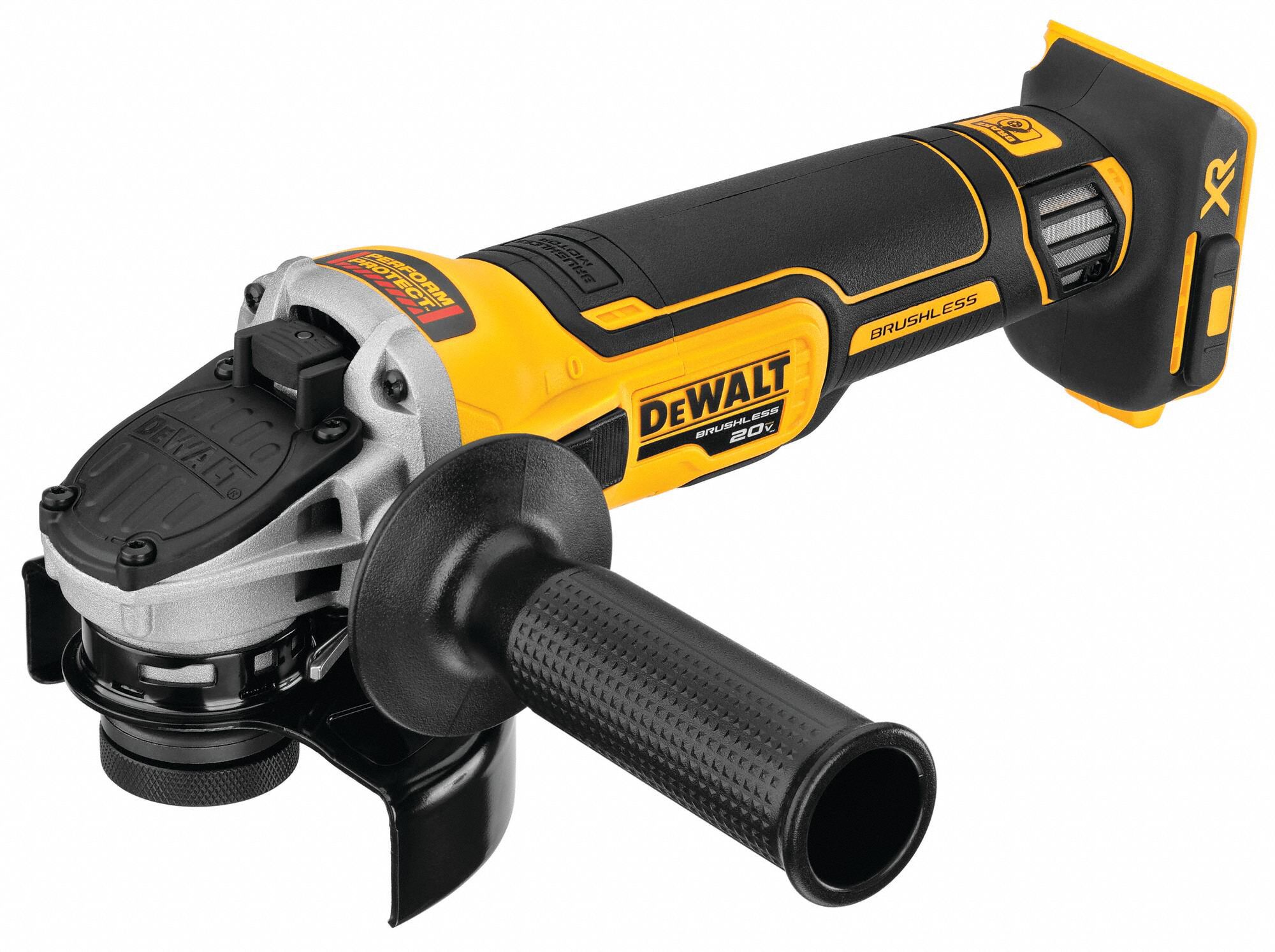 Angle Grinder: 4 1/2 in Wheel Dia, Brushless Motor, 20V DC, Std Head, Barrel Grip Grip, 20V MAX* XR®