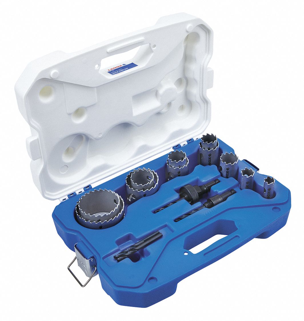 HOLE SAW KIT,11 PIECES,1-7/8 IN CUT D