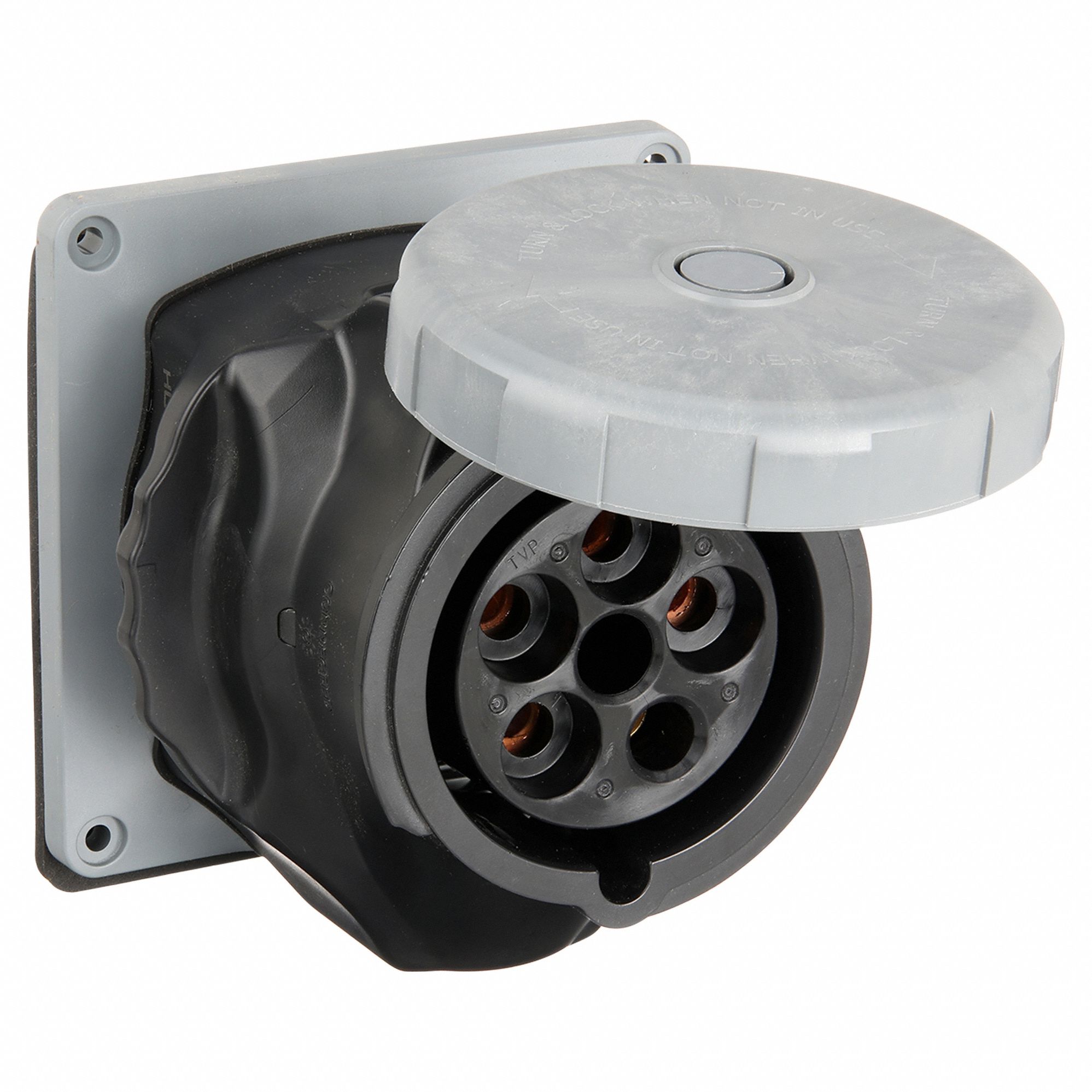 Pin and Sleeve Receptacle: 100 A, 347/600V AC, 50 hp Horsepower Rating, IEC Grounding, Red