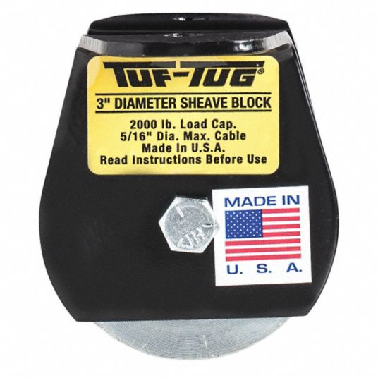 TUFTUG Sheave Blocks, Flat Mount, Designed For Wire Rope, 3/8 in Max