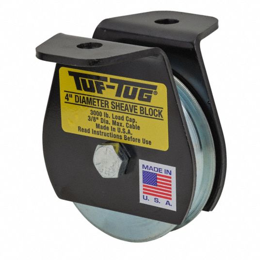 TUFTUG Wire Rope Block, 4" dia., Flat, 3000 lb. 60HL71TTSB3000FM