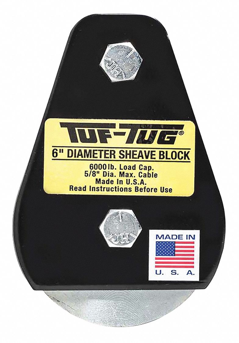 TUFTUG Sheave Blocks, Plain, Designed For Wire Rope, 3/4 in Max. Cable