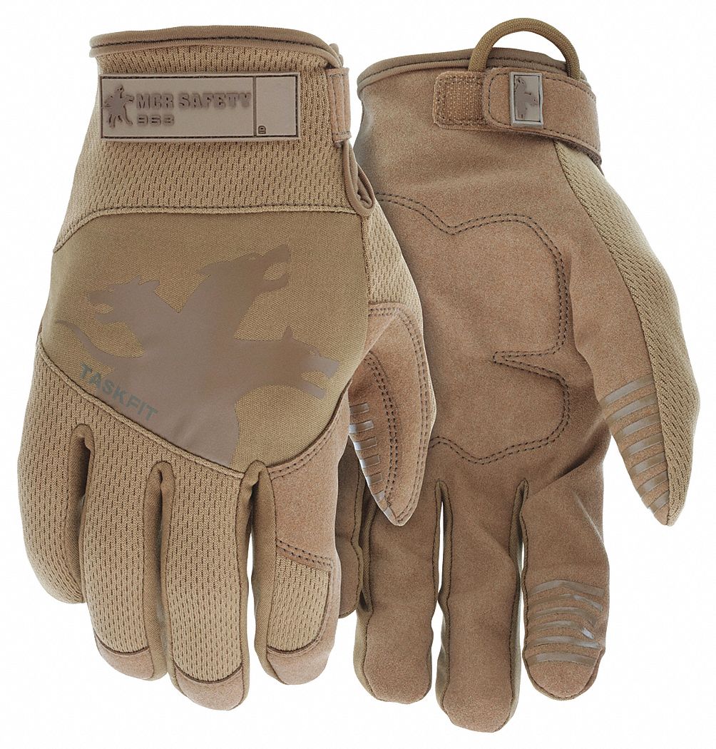 GLOVES, HOOK AND LOOP, SZ X-LARGE, BROWN, LEATHER, PR