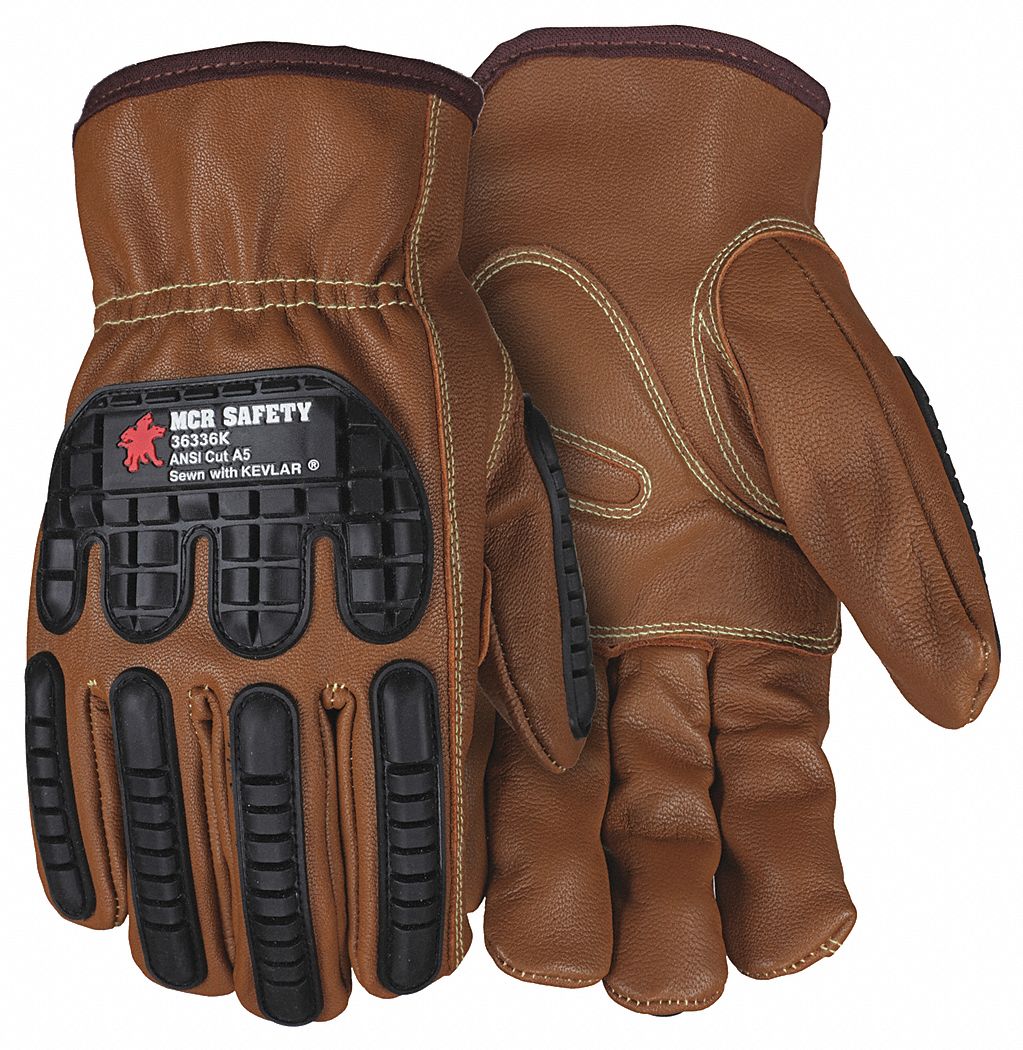 DRIVER GLOVE, GUNN CUT, KEYSTONE THUMB, SIZE XX-LARGE/11, BROWN/BLACK, LEATHER/KEVLAR, PAIR