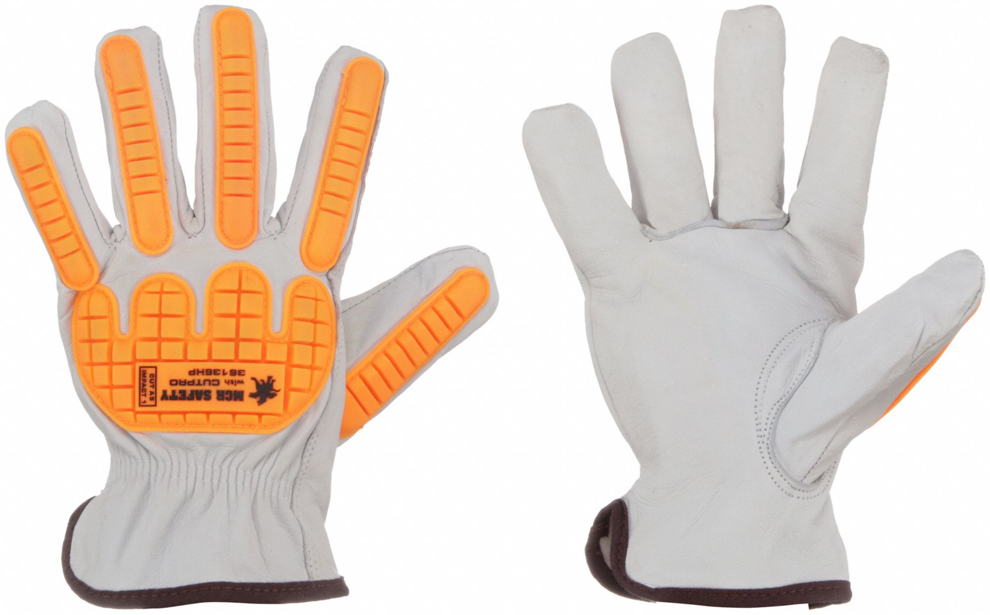 DRIVER GLOVE, GUNN CUT, KEYSTONE THUMB, SIZE M/8, WHITE, GRAIN LEATHER, PK 12