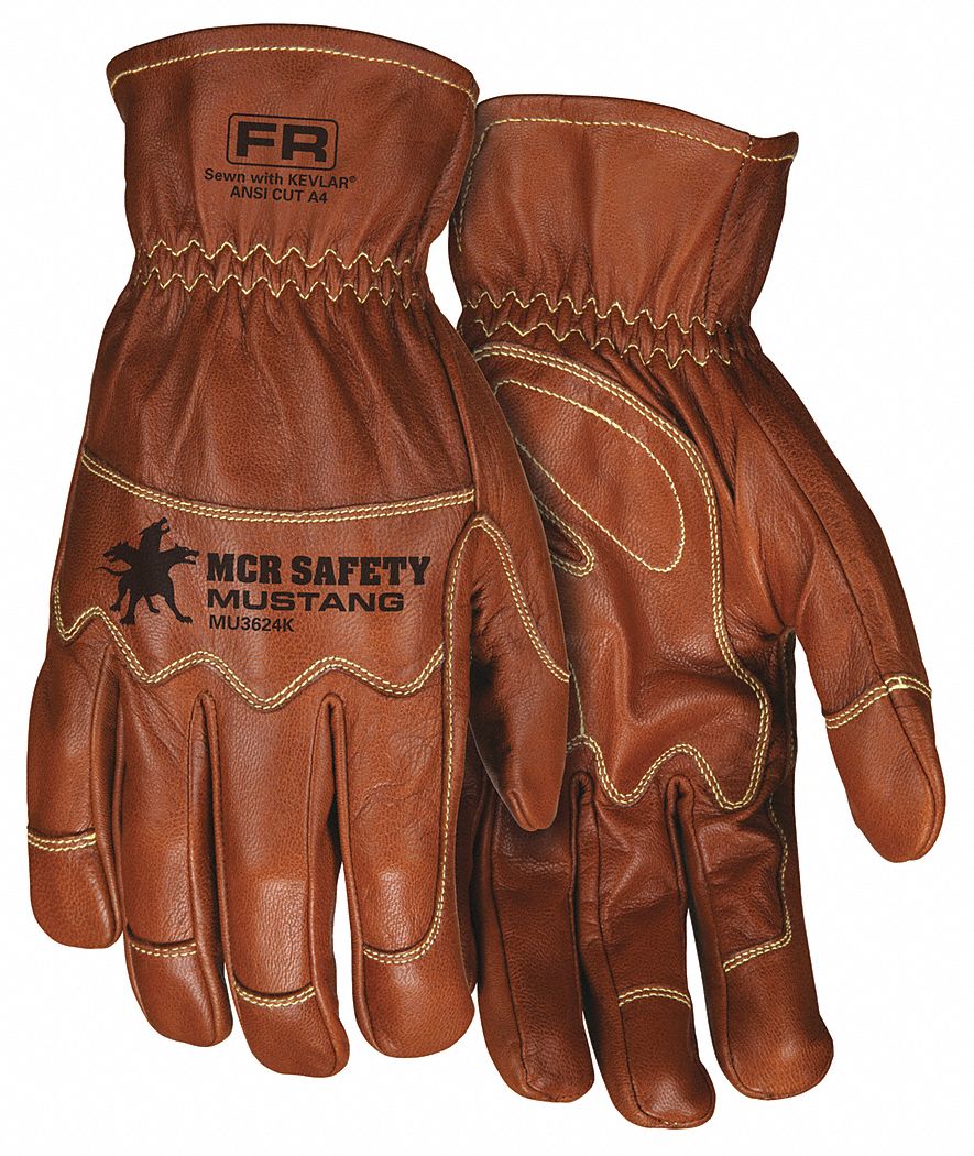 DRIVER GLOVE, GUNN CUT, WING THUMB, SIZE M/8, BROWN, LEATHER/KEVLAR, PAIR