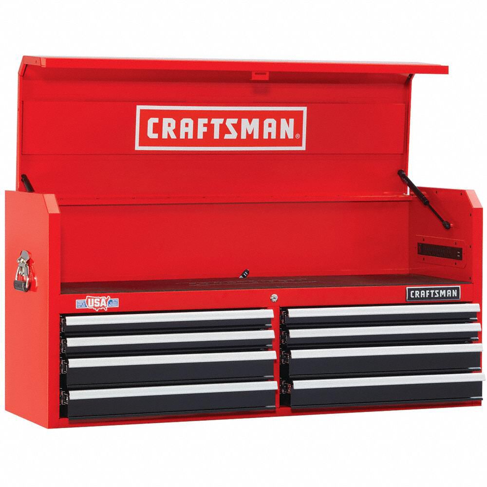 CRAFTSMAN Gloss Red, Light Duty, Top Chest, 51 1/2 in Overall Width, 16 ...