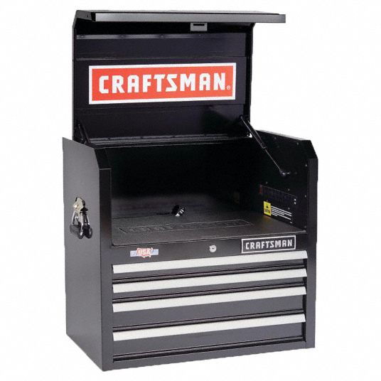 CRAFTSMAN, Gloss Black, 26 in W x 16 in D x 24 1/2 in H, Top Chest