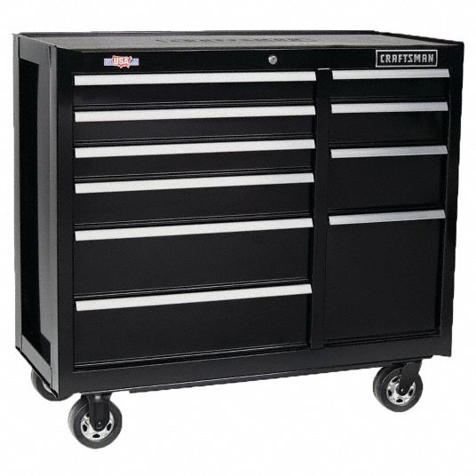 MAXIMUM Rolling Tools Storage Cabinet w/ 9 Drawers, Matte Black, 41-in