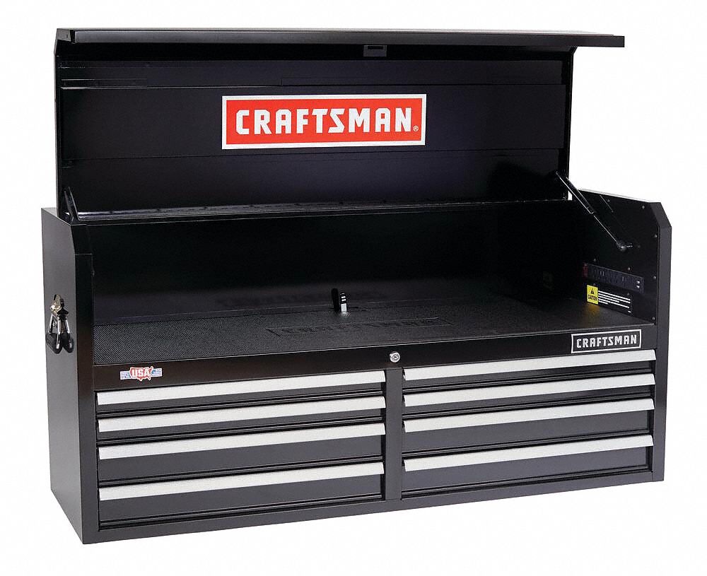 CRAFTSMAN, Gloss Black, 51 1/2 in W x 16 in D x 24 1/2 in H, Top Chest ...