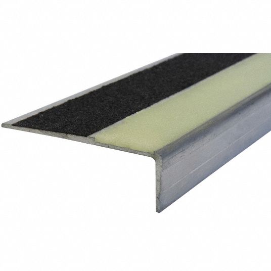DoubleStrip Grit, Aluminum, Stair Nosing 60HT52333FTNGI36 Grainger