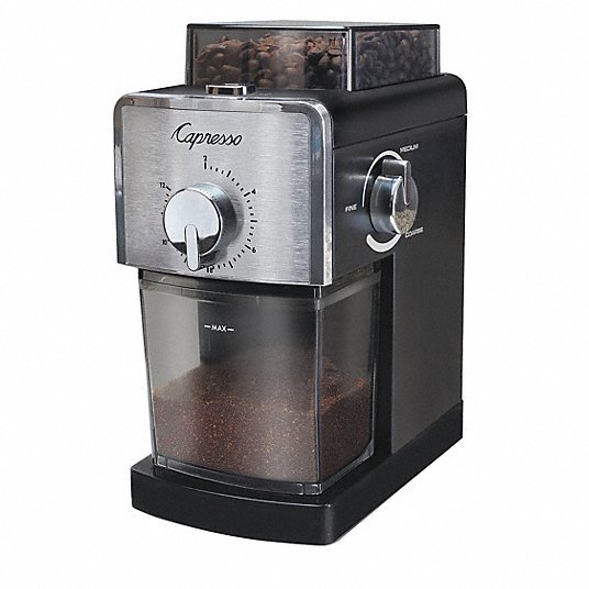 Coffee Grinder: Single Hopper, 0.5 lb, Black, Plastic