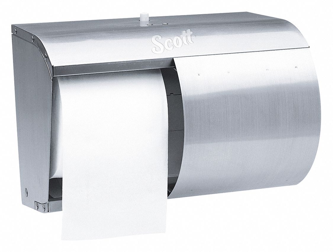 Toilet Paper Dispenser, (2) Rolls, Silver