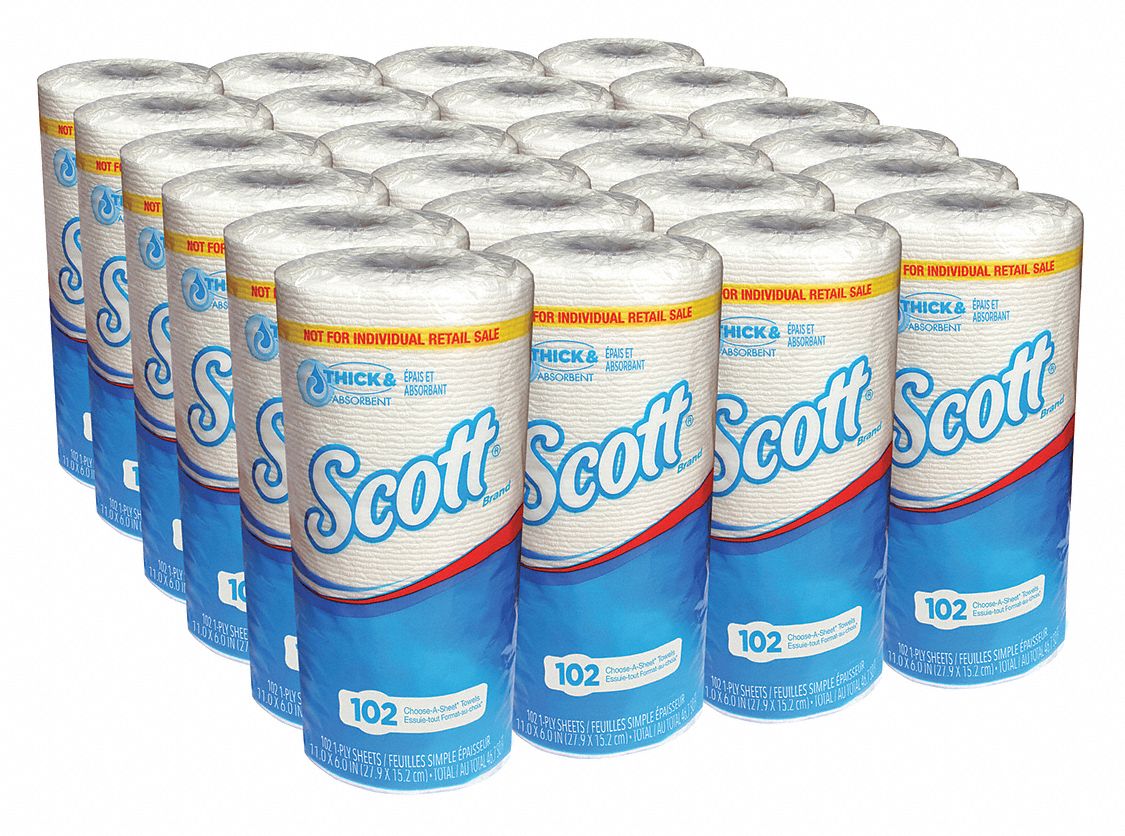 KIMBERLYCLARK PROFESSIONAL Paper Towel Roll, Scott® Essential™, Perforated Roll, White, 51 ft