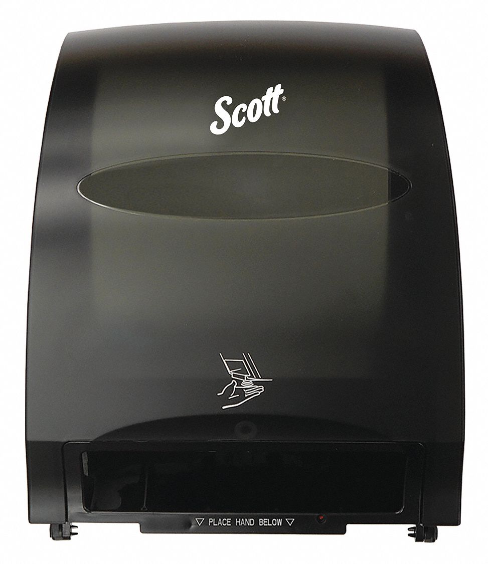PAPER TOWEL DISPENSER, HARDWOUND, 8 IN TOWEL WIDTH, PLASTIC, BLACK