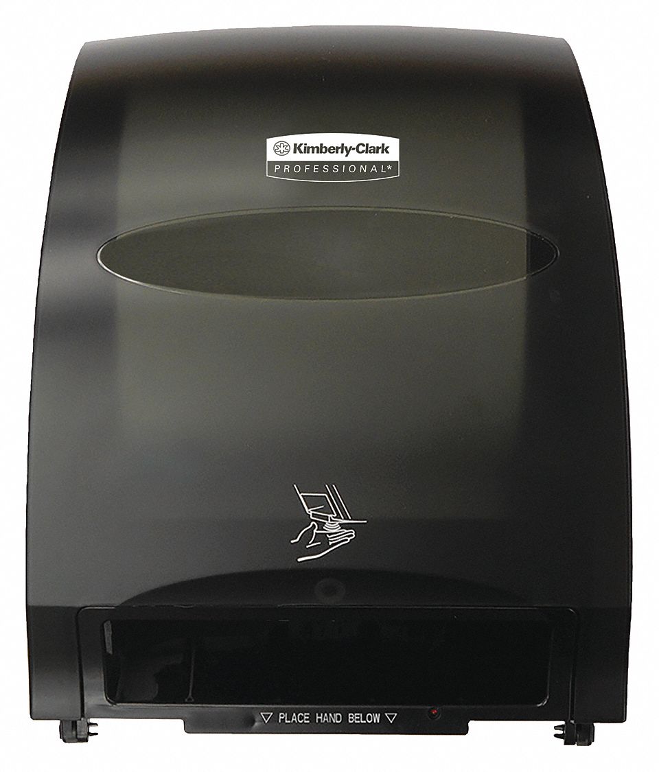 PAPER TOWEL DISPENSER, HARDWOUND, MOTION ACTIVATED, 8 IN TOWEL WIDTH, PLASTIC, BLACK