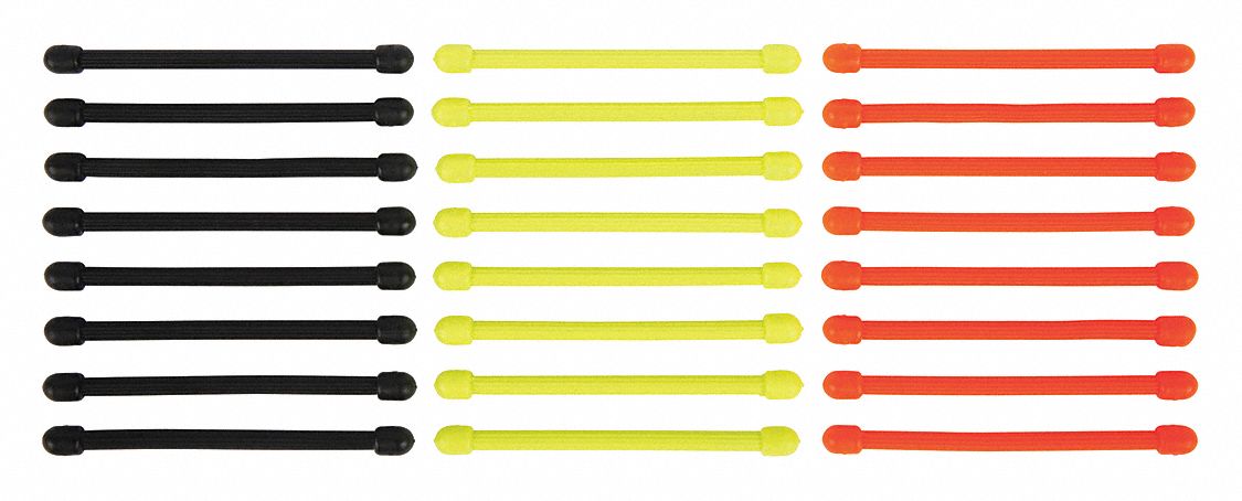 Gear Tie: Black/Bright Orange/Neon Yellow, 3 in Lg, 24 PK
