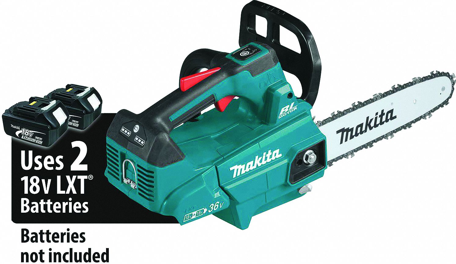 Battery-Powered Chainsaw: 14 in Bar Lg, Top Handle, Adj/Auto Chain Oiler, 18 V, 30 cc